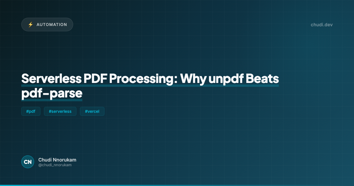 Serverless PDF Processing: Why unpdf Beats pdf-parse